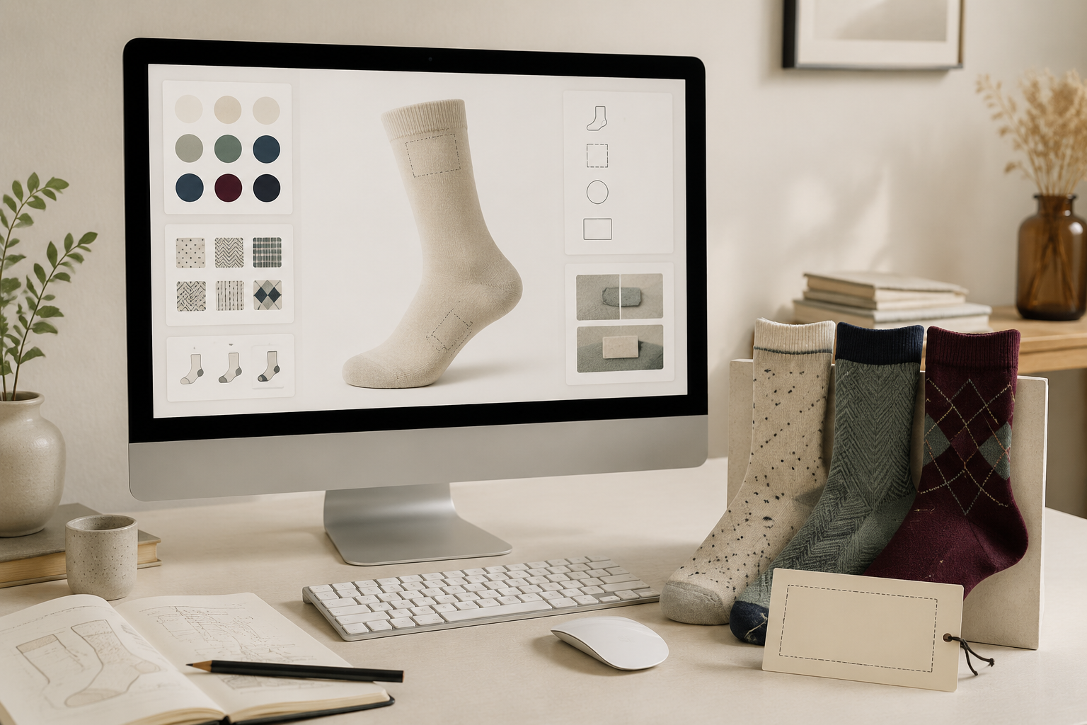Pantalla con opciones para personalizar calcetines